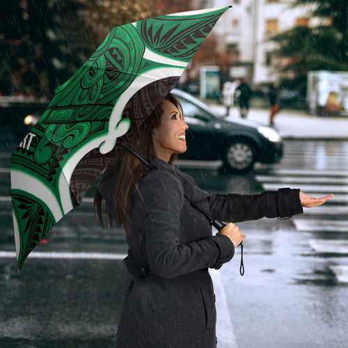 Kakariki Aotearoa Atua Tumatauenga Personalised Umbrella Maori God Of War Tiki With Taiaha