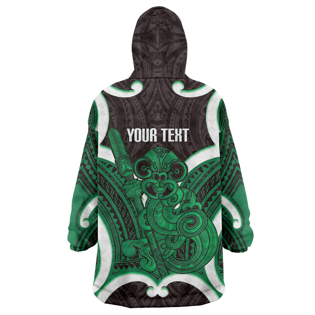 Kakariki Aotearoa Atua Tumatauenga Personalised Wearable Blanket Hoodie Maori God Of War Tiki With Taiaha