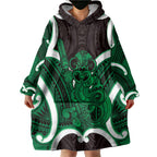Kakariki Aotearoa Atua Tumatauenga Personalised Wearable Blanket Hoodie Maori God Of War Tiki With Taiaha