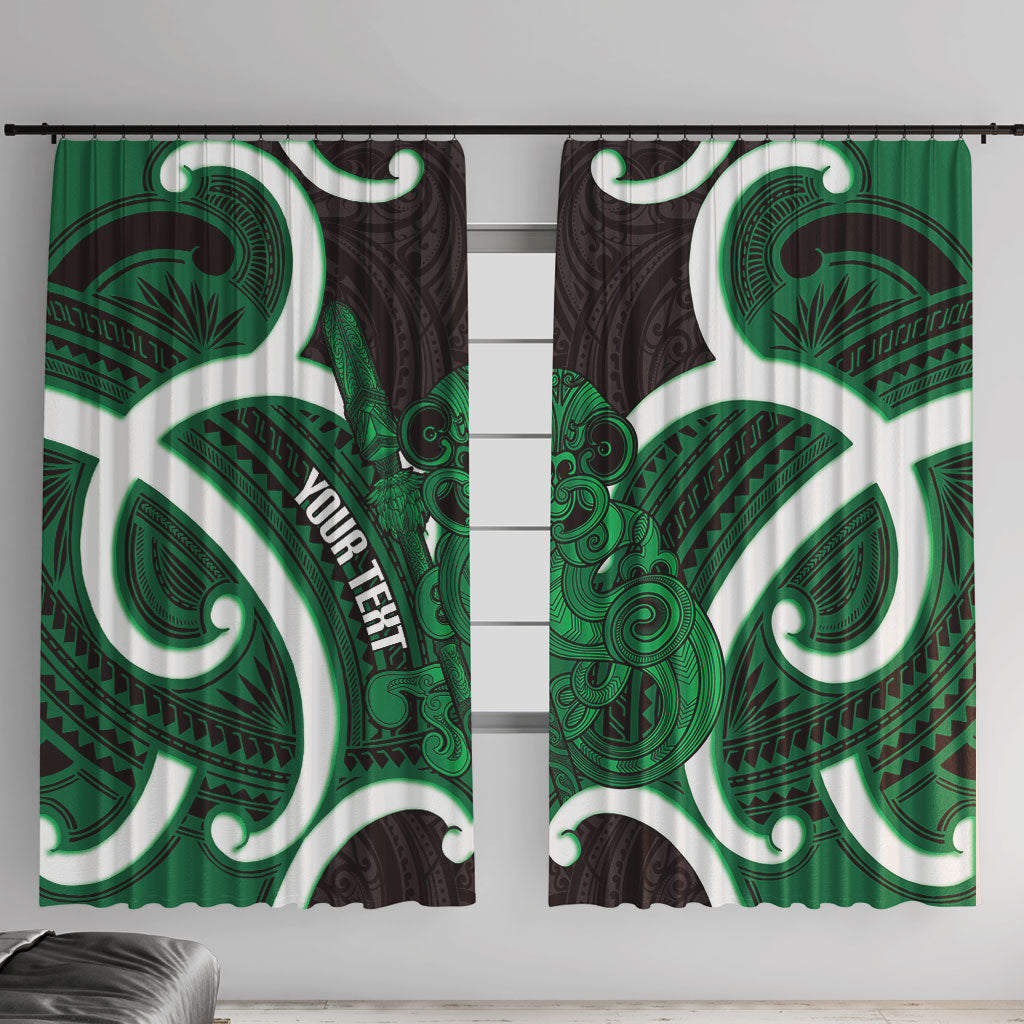 Kakariki Aotearoa Atua Tumatauenga Personalised Window Curtain Maori God Of War Tiki With Taiaha