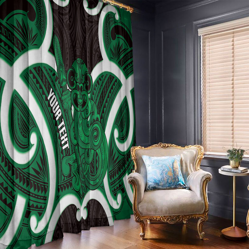 Kakariki Aotearoa Atua Tumatauenga Personalised Window Curtain Maori God Of War Tiki With Taiaha