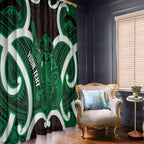 Kakariki Aotearoa Atua Tumatauenga Personalised Window Curtain Maori God Of War Tiki With Taiaha