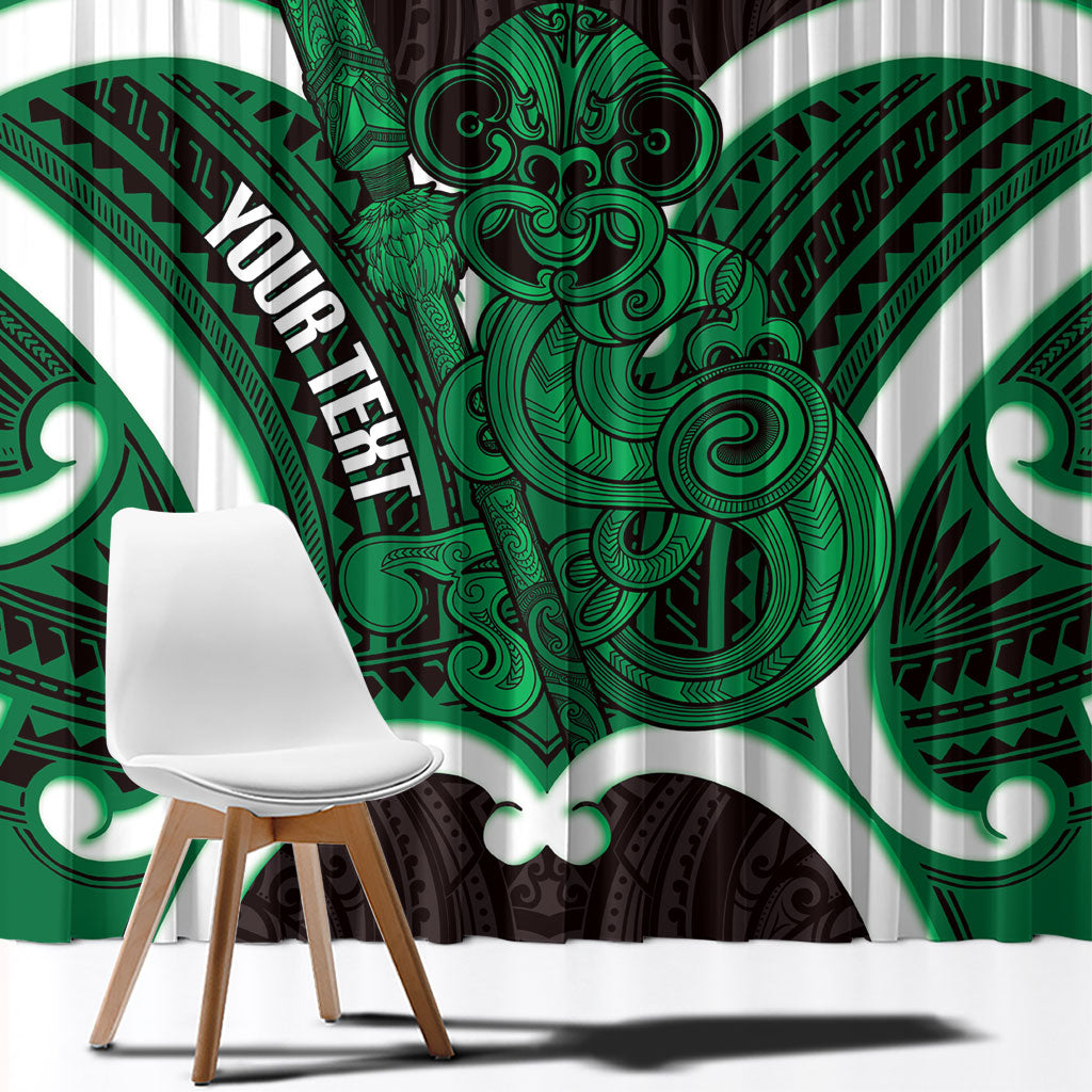 Kakariki Aotearoa Atua Tumatauenga Personalised Window Curtain Maori God Of War Tiki With Taiaha