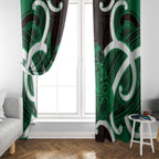 Kakariki Aotearoa Atua Tumatauenga Personalised Window Curtain Maori God Of War Tiki With Taiaha