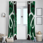 Kakariki Aotearoa Atua Tumatauenga Personalised Window Curtain Maori God Of War Tiki With Taiaha