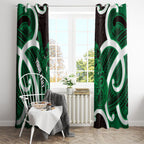 Kakariki Aotearoa Atua Tumatauenga Personalised Window Curtain Maori God Of War Tiki With Taiaha