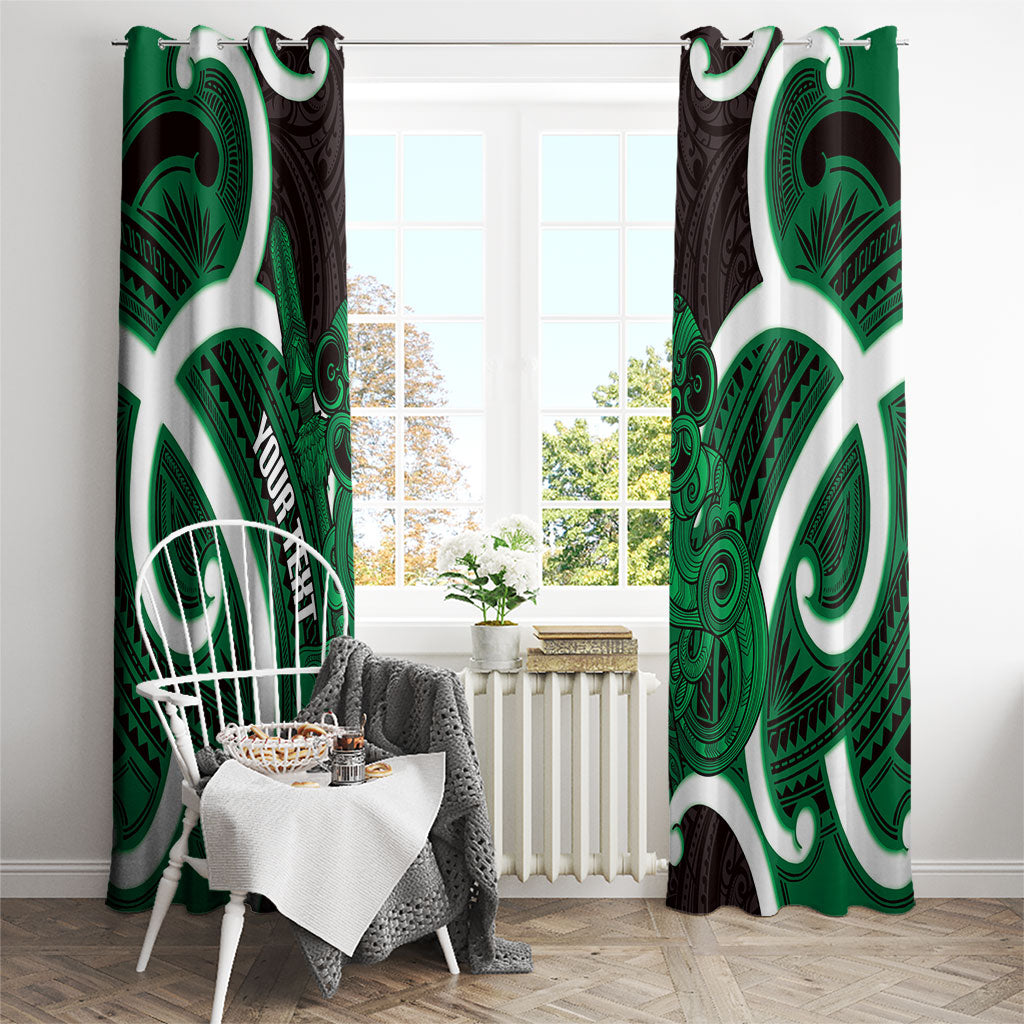 Kakariki Aotearoa Atua Tumatauenga Personalised Window Curtain Maori God Of War Tiki With Taiaha