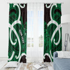 Kakariki Aotearoa Atua Tumatauenga Personalised Window Curtain Maori God Of War Tiki With Taiaha