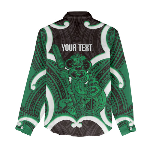 Kakariki Aotearoa Atua Tumatauenga Personalised Women Casual Shirt Maori God Of War Tiki With Taiaha