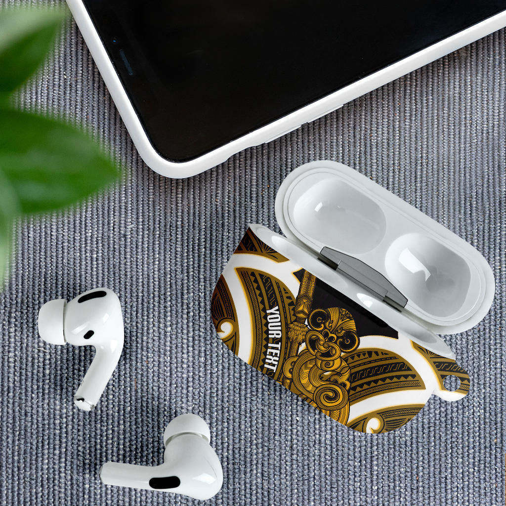 Kowhai Aotearoa Atua Tumatauenga Personalised AirPods Case Maori God Of War Tiki With Taiaha