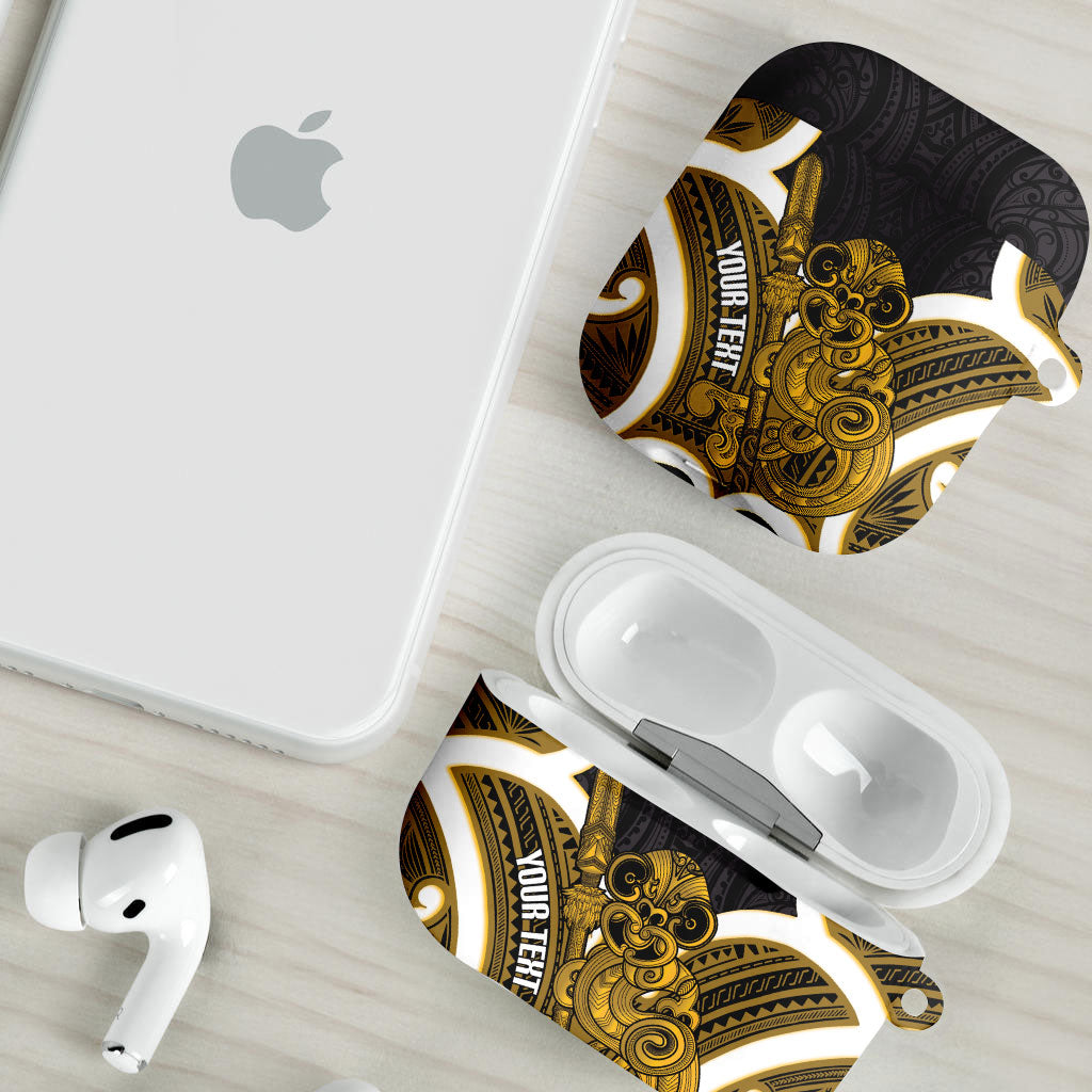 Kowhai Aotearoa Atua Tumatauenga Personalised AirPods Case Maori God Of War Tiki With Taiaha