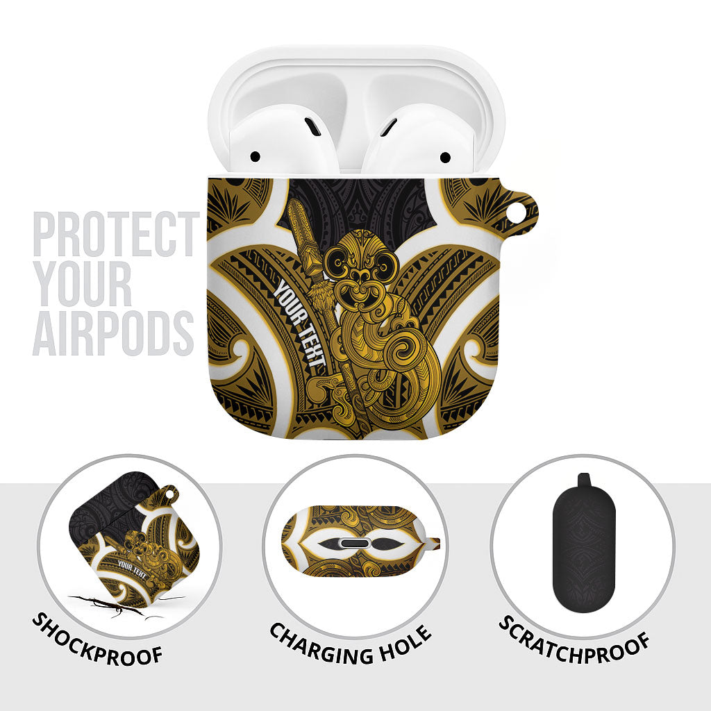 Kowhai Aotearoa Atua Tumatauenga Personalised AirPods Case Maori God Of War Tiki With Taiaha
