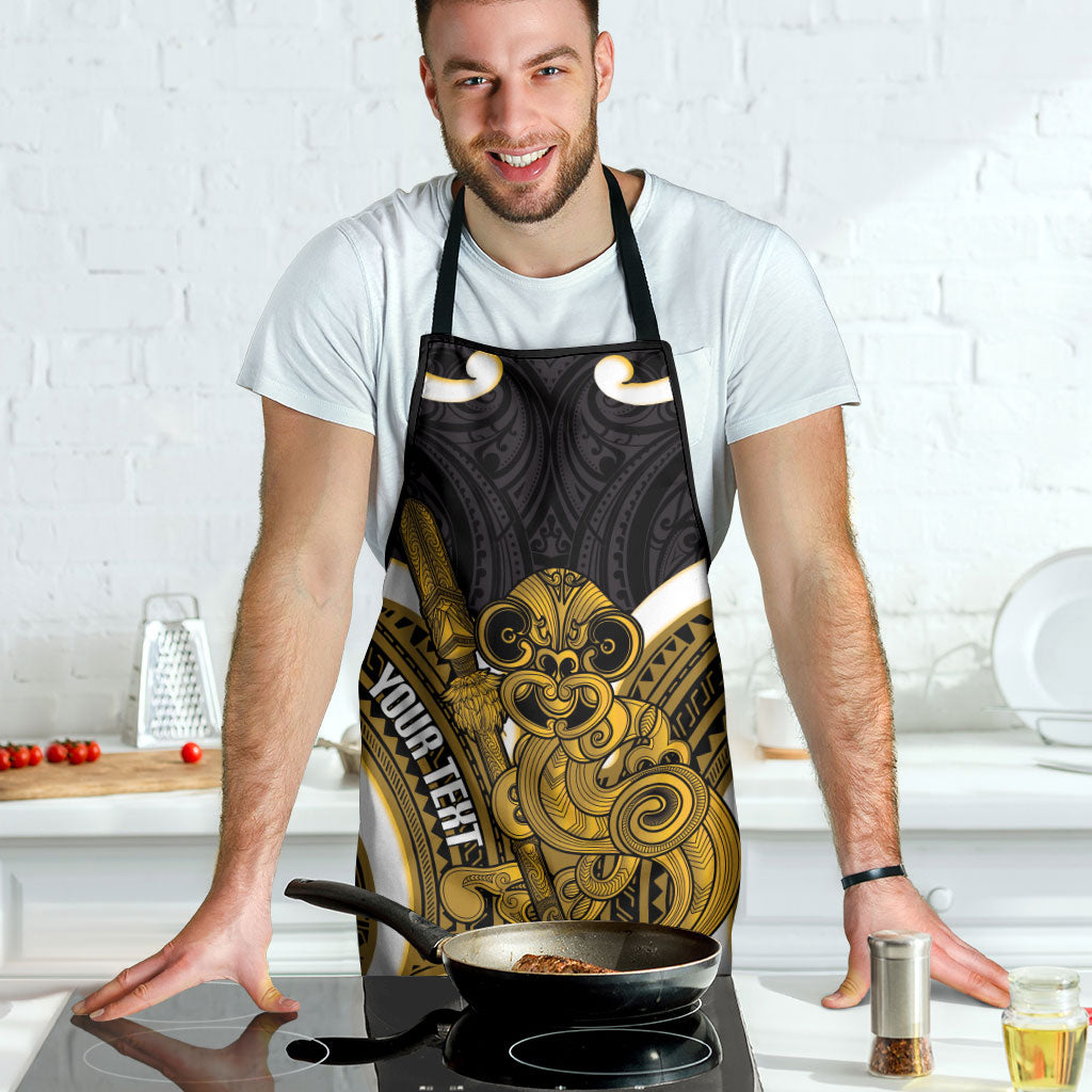 Kowhai Aotearoa Atua Tumatauenga Personalised Apron Maori God Of War Tiki With Taiaha