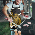 Kowhai Aotearoa Atua Tumatauenga Personalised Apron Maori God Of War Tiki With Taiaha