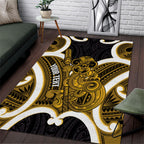 Kowhai Aotearoa Atua Tumatauenga Personalised Area Rug Maori God Of War Tiki With Taiaha