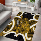 Kowhai Aotearoa Atua Tumatauenga Personalised Area Rug Maori God Of War Tiki With Taiaha