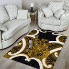 Kowhai Aotearoa Atua Tumatauenga Personalised Area Rug Maori God Of War Tiki With Taiaha