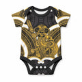 Kowhai Aotearoa Atua Tumatauenga Personalised Baby Onesie Maori God Of War Tiki With Taiaha