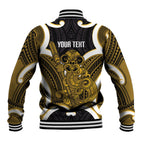 Kowhai Aotearoa Atua Tumatauenga Personalised Baseball Jacket Maori God Of War Tiki With Taiaha