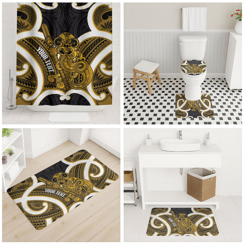 Kowhai Aotearoa Atua Tumatauenga Personalised Bathroom Set Maori God Of War Tiki With Taiaha