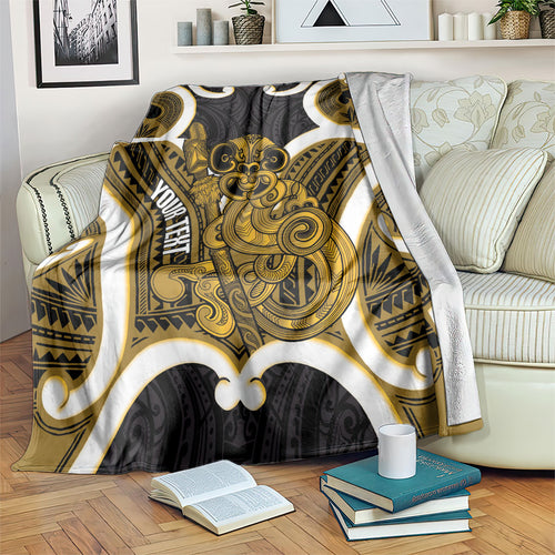 Kowhai Aotearoa Atua Tumatauenga Personalised Blanket Maori God Of War Tiki With Taiaha