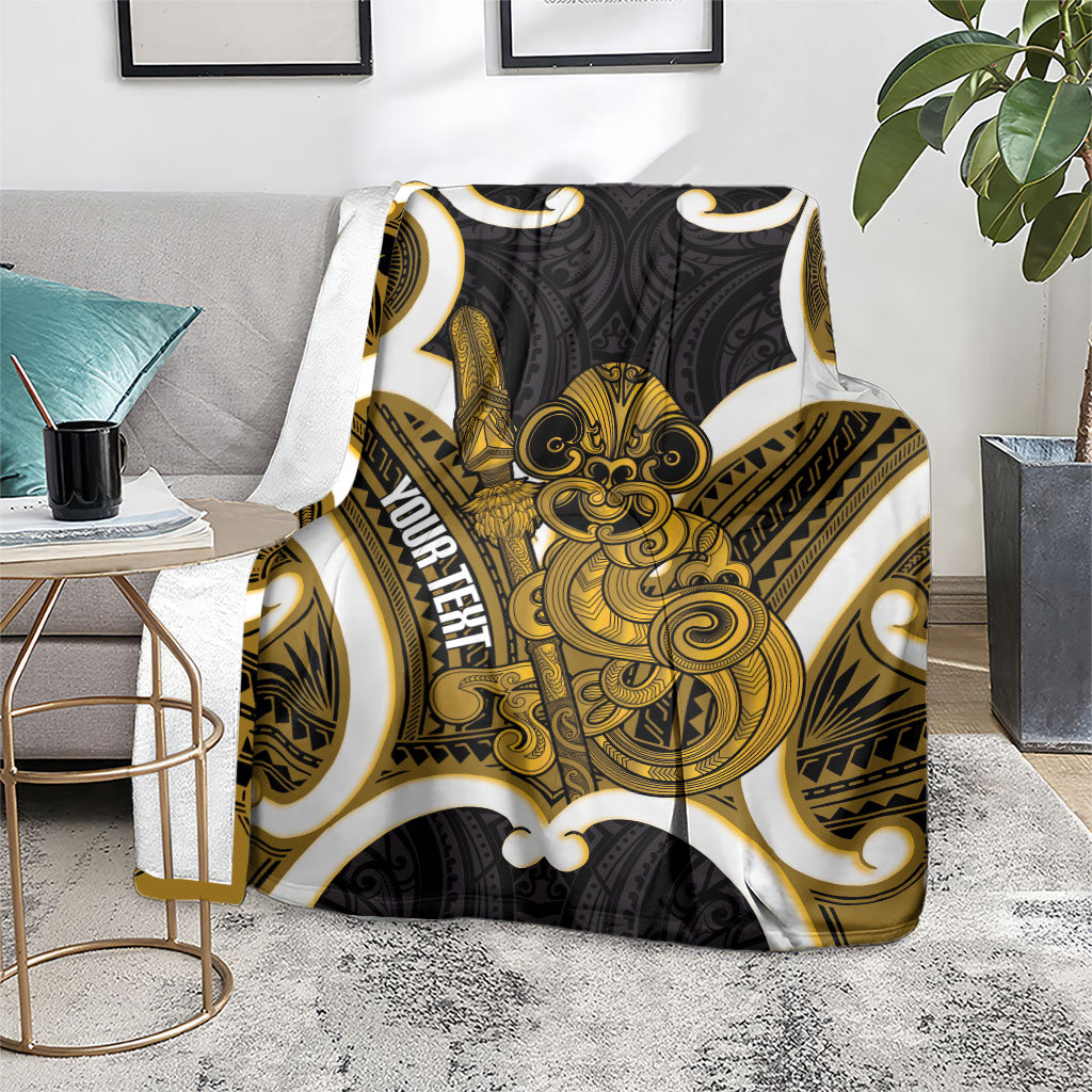 Kowhai Aotearoa Atua Tumatauenga Personalised Blanket Maori God Of War Tiki With Taiaha