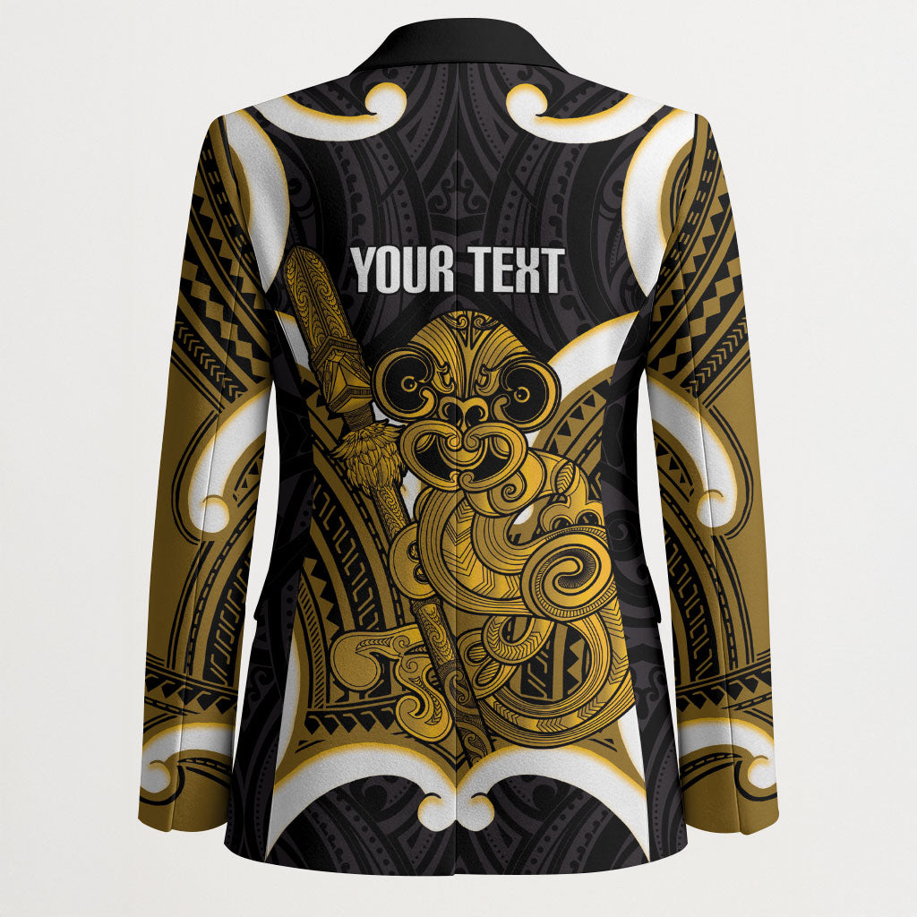 Kowhai Aotearoa Atua Tumatauenga Personalised Blazer Maori God Of War Tiki With Taiaha