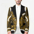 Kowhai Aotearoa Atua Tumatauenga Personalised Blazer Maori God Of War Tiki With Taiaha
