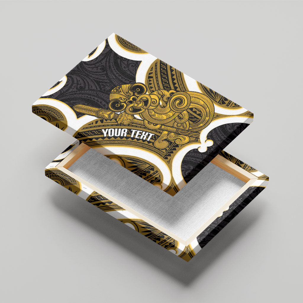 Kowhai Aotearoa Atua Tumatauenga Personalised Canvas Wall Art Maori God Of War Tiki With Taiaha