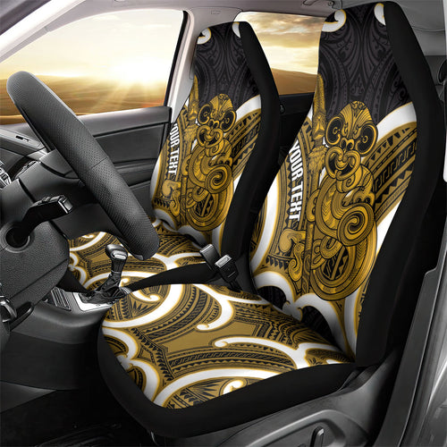 Kowhai Aotearoa Atua Tumatauenga Personalised Car Seat Cover Maori God Of War Tiki With Taiaha