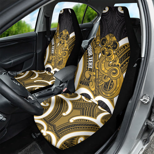 Kowhai Aotearoa Atua Tumatauenga Personalised Car Seat Cover Maori God Of War Tiki With Taiaha