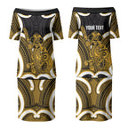 Kowhai Aotearoa Atua Tumatauenga Personalised Couples Matching Puletasi and Hawaiian Shirt Maori God Of War Tiki With Taiaha