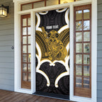 Kowhai Aotearoa Atua Tumatauenga Personalised Door Cover Maori God Of War Tiki With Taiaha