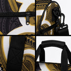 Kowhai Aotearoa Atua Tumatauenga Personalised Duffle Bag Maori God Of War Tiki With Taiaha