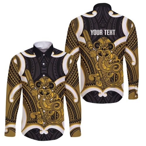 Kowhai Aotearoa Atua Tumatauenga Personalised Family Matching Summer Maxi Dress and Hawaiian Shirt Maori God Of War Tiki With Taiaha