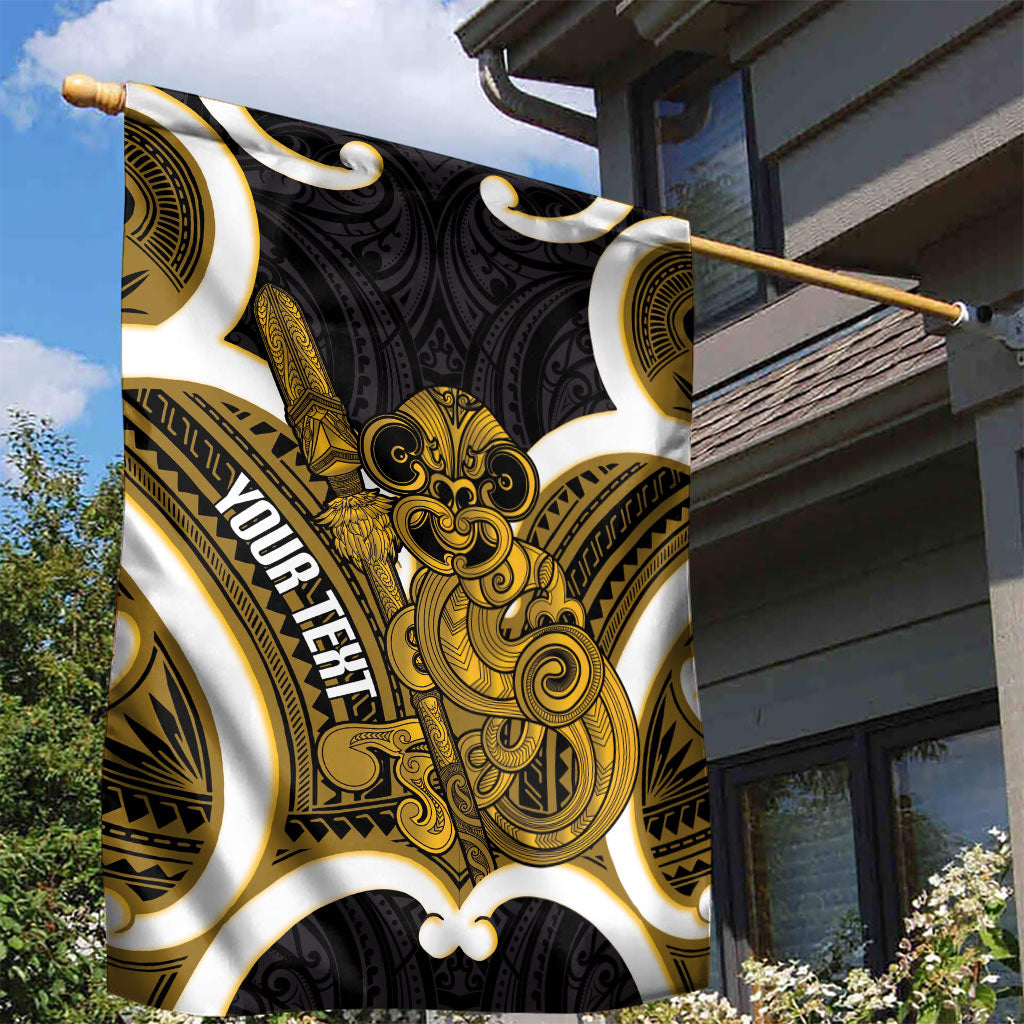 Kowhai Aotearoa Atua Tumatauenga Personalised Garden Flag Maori God Of War Tiki With Taiaha