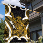 Kowhai Aotearoa Atua Tumatauenga Personalised Garden Flag Maori God Of War Tiki With Taiaha