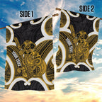 Kowhai Aotearoa Atua Tumatauenga Personalised Garden Flag Maori God Of War Tiki With Taiaha
