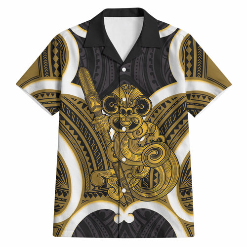 Kowhai Aotearoa Atua Tumatauenga Personalised Hawaiian Shirt Maori God Of War Tiki With Taiaha