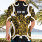 Kowhai Aotearoa Atua Tumatauenga Personalised Hawaiian Shirt Maori God Of War Tiki With Taiaha