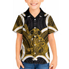 Kowhai Aotearoa Atua Tumatauenga Personalised Hawaiian Shirt Maori God Of War Tiki With Taiaha