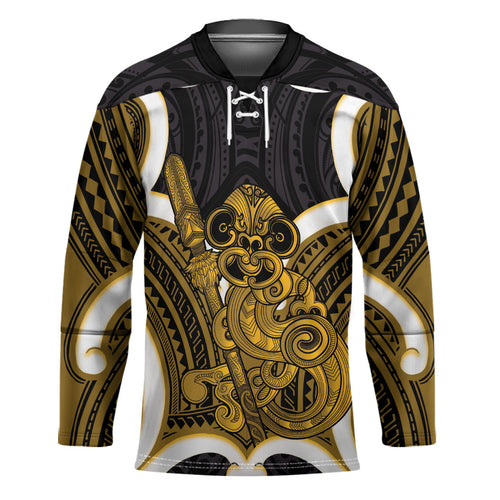 Kowhai Aotearoa Atua Tumatauenga Personalised Hockey Jersey Maori God Of War Tiki With Taiaha