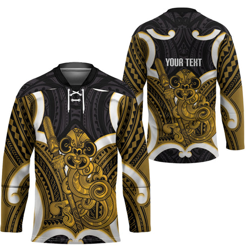 Kowhai Aotearoa Atua Tumatauenga Personalised Hockey Jersey Maori God Of War Tiki With Taiaha
