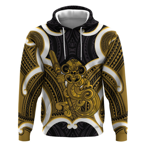 Kowhai Aotearoa Atua Tumatauenga Personalised Hoodie Maori God Of War Tiki With Taiaha