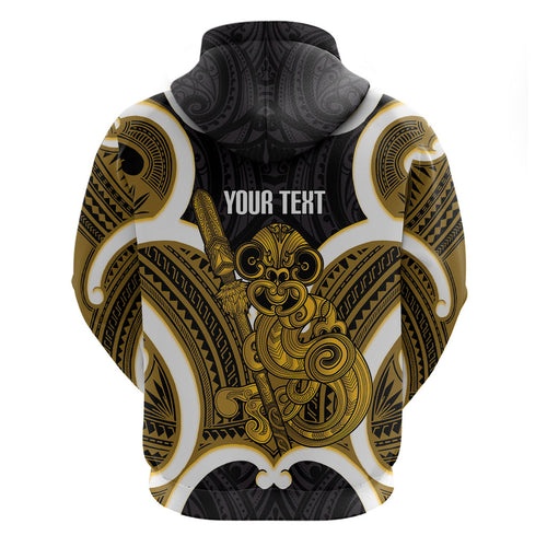 Kowhai Aotearoa Atua Tumatauenga Personalised Hoodie Maori God Of War Tiki With Taiaha