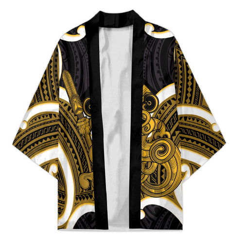 Kowhai Aotearoa Atua Tumatauenga Personalised Kimono Maori God Of War Tiki With Taiaha