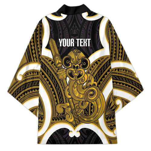 Kowhai Aotearoa Atua Tumatauenga Personalised Kimono Maori God Of War Tiki With Taiaha