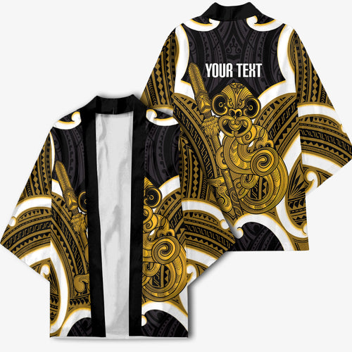 Kowhai Aotearoa Atua Tumatauenga Personalised Kimono Maori God Of War Tiki With Taiaha
