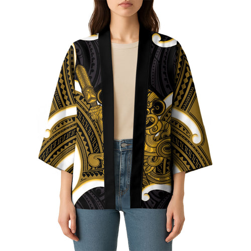 Kowhai Aotearoa Atua Tumatauenga Personalised Kimono Maori God Of War Tiki With Taiaha