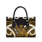 Kowhai Aotearoa Atua Tumatauenga Personalised Leather Bag Maori God Of War Tiki With Taiaha